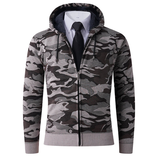 Herren modischer Hoodie mit gefütterter Kapuze und kräftigem Camouflage-Muster EB