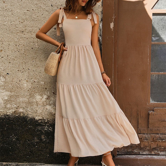Damen Maxikleid mit verstellbaren Spaghettiträgern EB