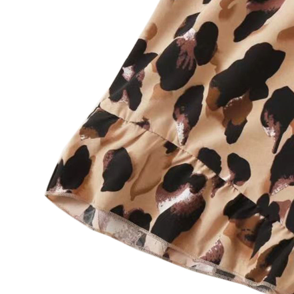 Damen Ärmelloser Jumpsuit mit tierischem Muster und Trägern EB