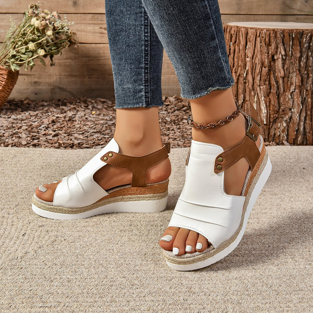 Damen elegante Plateau-Sandalen mit verstellbarem Riemen EB