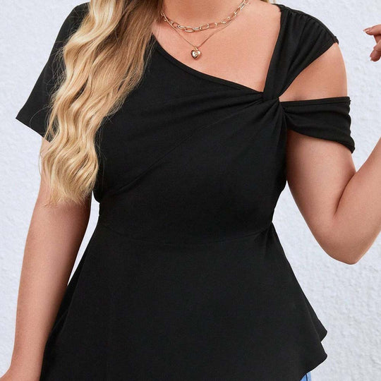 Damen Oberteil mit asymmetrischem Cut-Out und raffiniertem Wickeldesign EB