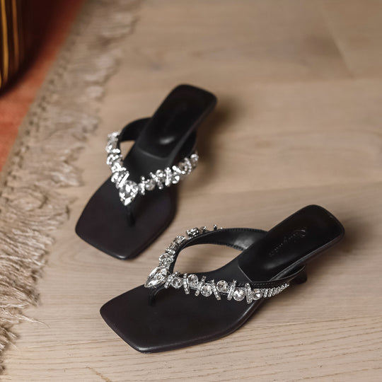 Damen elegante Riemchen-Sandaletten mit verzierten Glitzerdetails EB