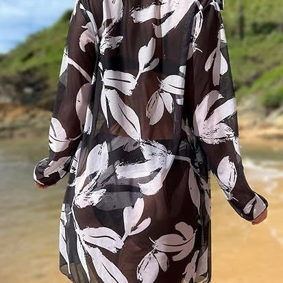 Damen Bandeau-Bikini mit floralem Muster und passendem Überwurf EB