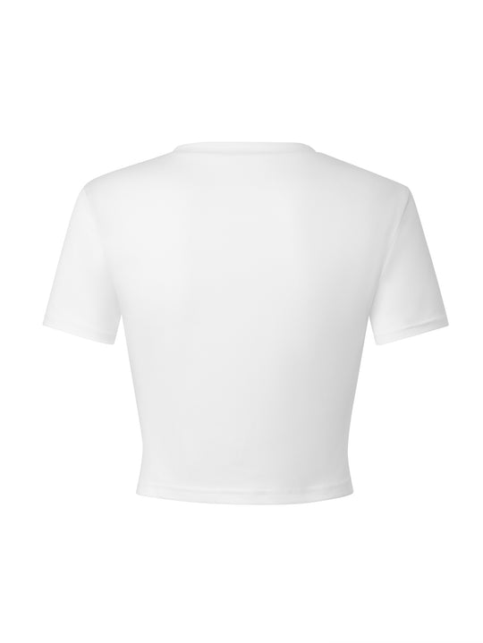 Damen figurbetontes Crop-T-Shirt aus atmungsaktivem Material EB