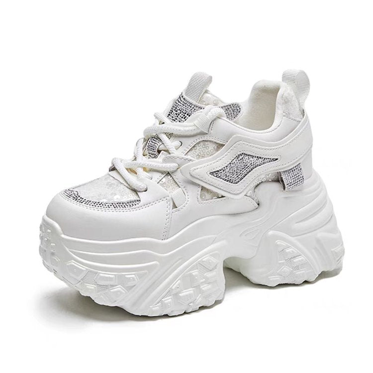Damen Sportliche Chunky Sneakers mit funkelnden Akzenten EB