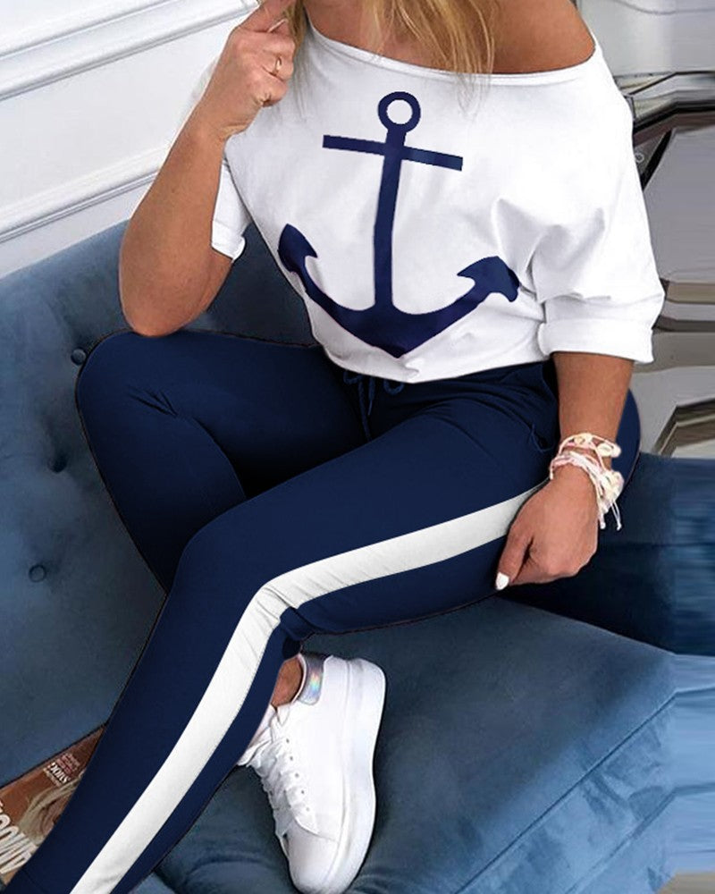 Damen Oversize T-Shirt mit Anker-Druck EB