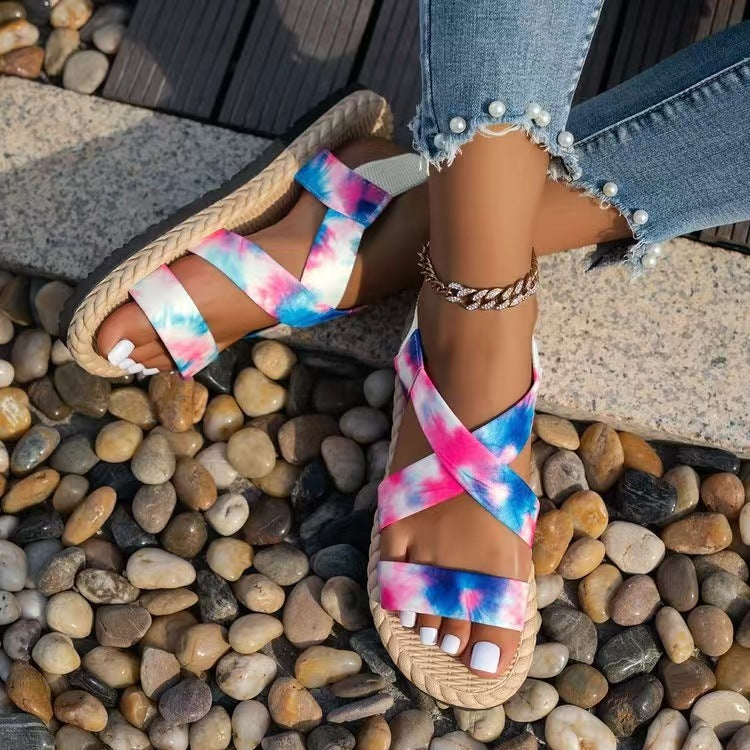 Damen Strand-Sandalen mit elastischen Querriemen und komfortabler Sohle EB