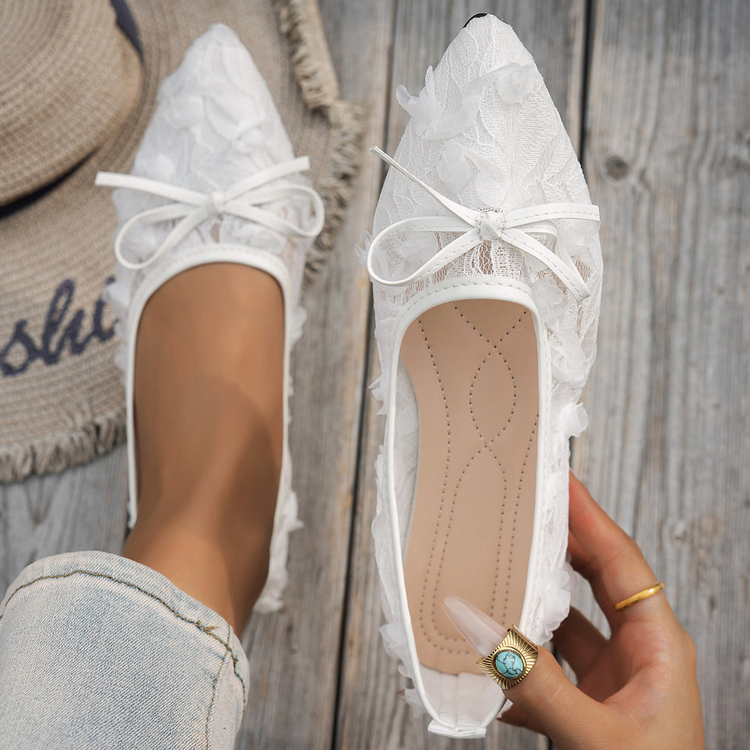 Damen elegante Spitzenschuhe mit floralem Design EB