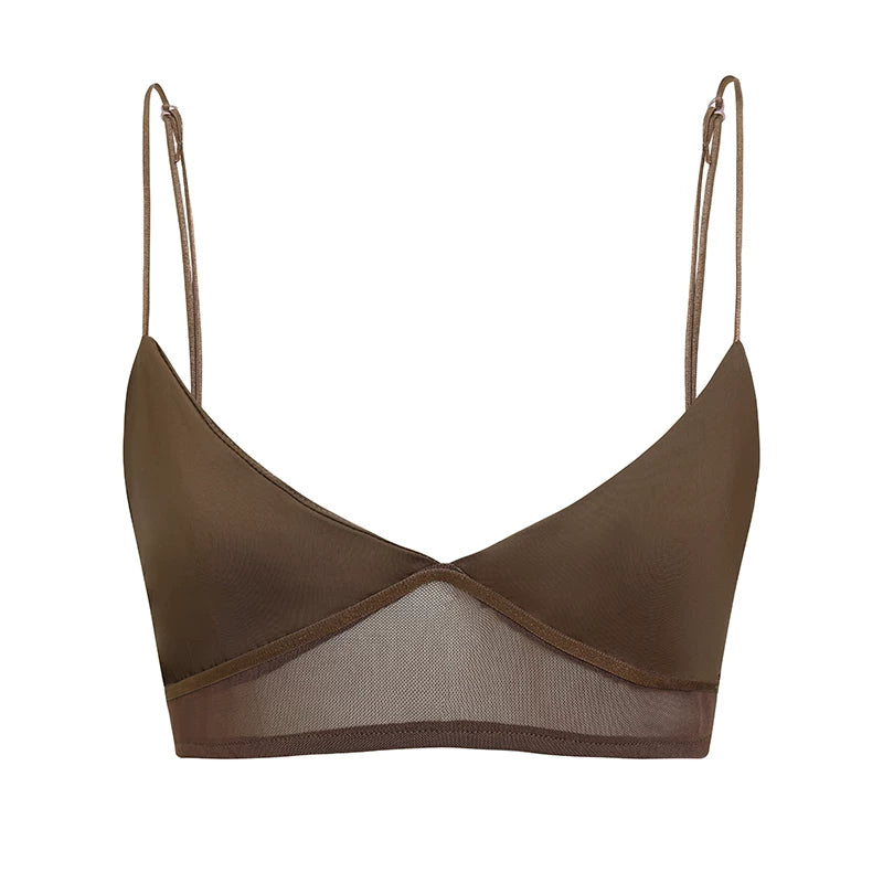 Damen nan bügelloser Soft-BH mit Mesh-Unterbrustband und verstellbaren Spaghettiträgern EB