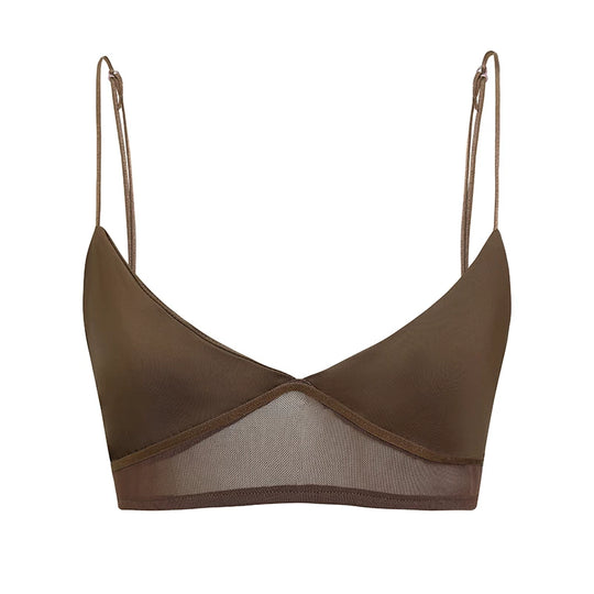 Damen nan bügelloser Soft-BH mit Mesh-Unterbrustband und verstellbaren Spaghettiträgern EB