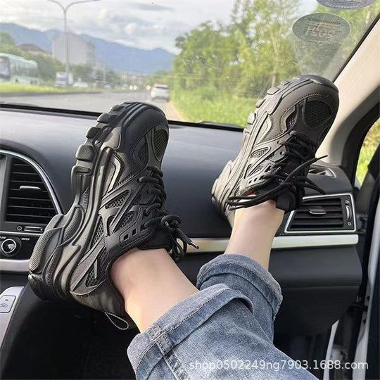 Damen Sportliche Sneakers mit robustem Obermaterial und atmungsaktiver Netzstruktur EB