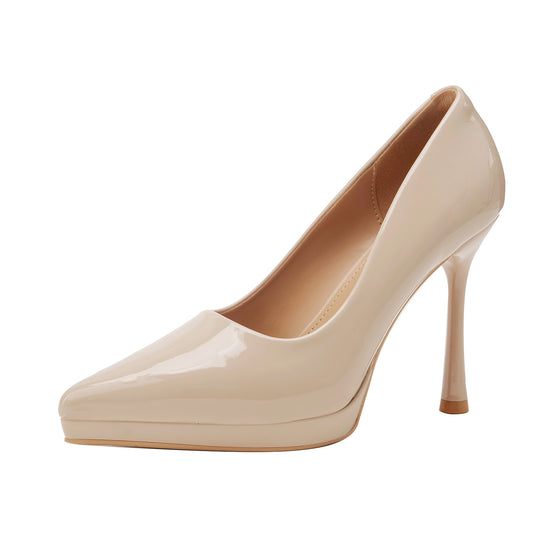 Damen stilvolle spitze High Heels mit glänzender Oberfläche EB