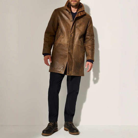 Herren elegante Lammlederjacke mit gefüttertem Kragen und diversen Taschen EB