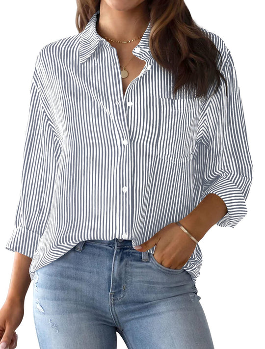 Damen Lässige gestreifte Bluse EB