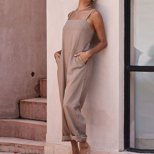 Damen Leichter Jumpsuit mit praktischen Taschen EB