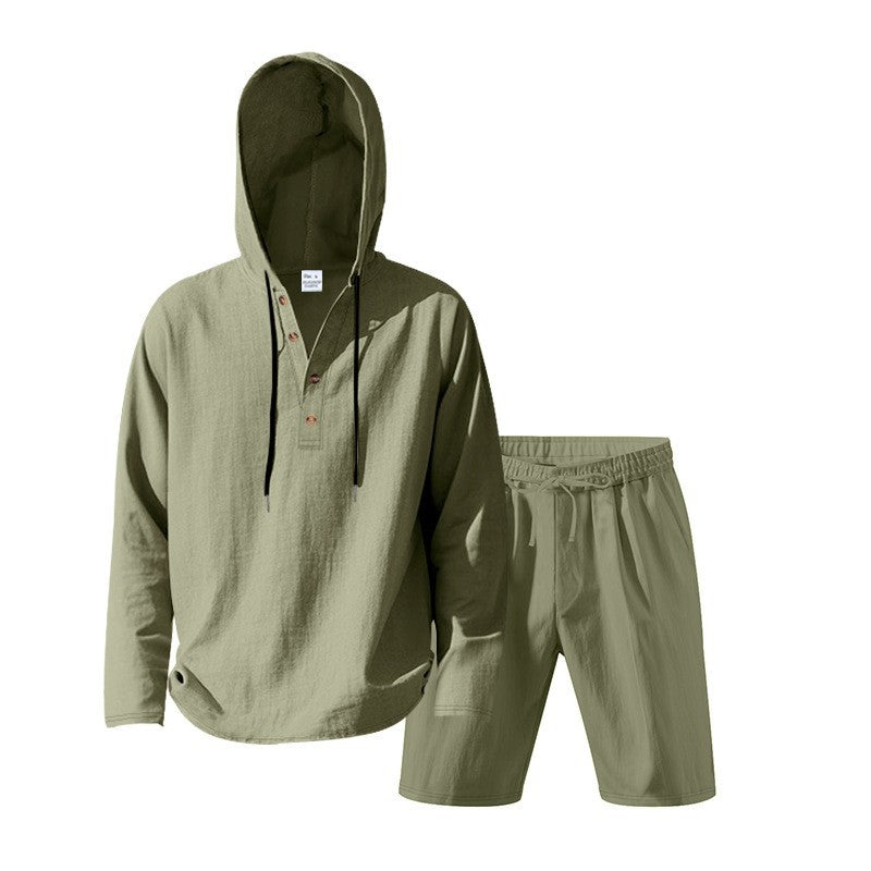 Herren lässiges Kapuzenshirt mit kurzer Hose im entspannten Stil EB