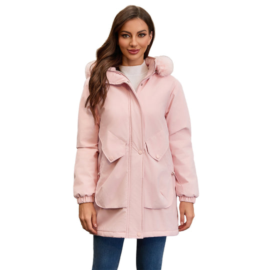 Damen wasserabweisende Parkajacke mit kuscheligem Kunstfellkragen EB
