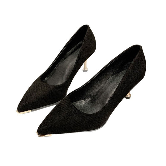 Damen elegante spitze Pumps mit metallic Akzent EB