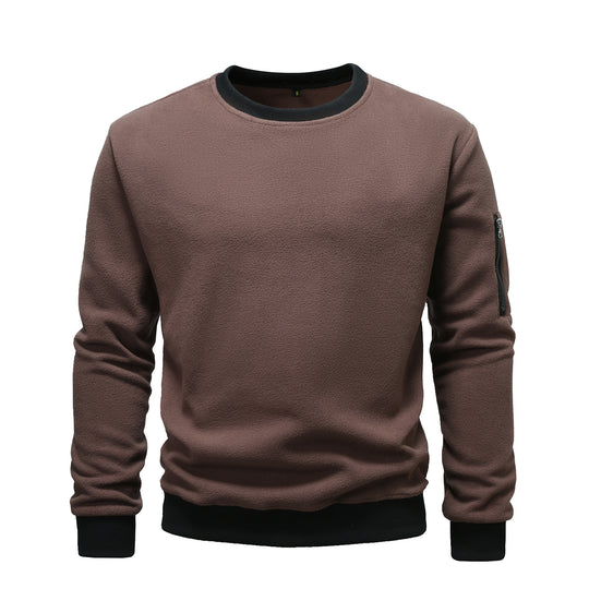 Herren kuscheliger Fleece-Pullover mit Reißverschlusstasche EB