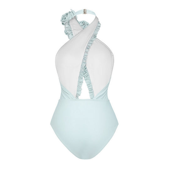 Damen Einteiliger Badeanzug mit floralem Cut-Out und Rüschen EB