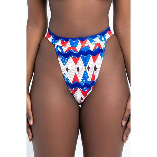 Damen Bikinis mit hohen Beinausschnitten und geometrischem Muster EB