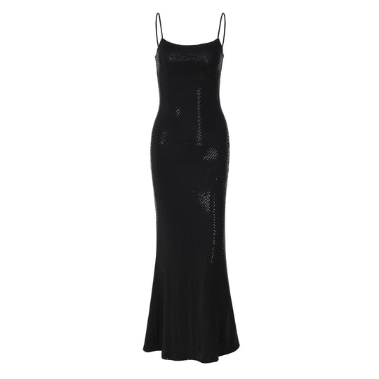 Damen Elegantes Maxikleid mit transparentem Netzdesign EB