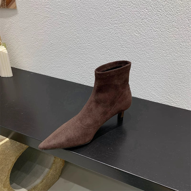 Damen Elegante Ankle-Boots aus weichem Wildleder mit modischem Stiletto EB
