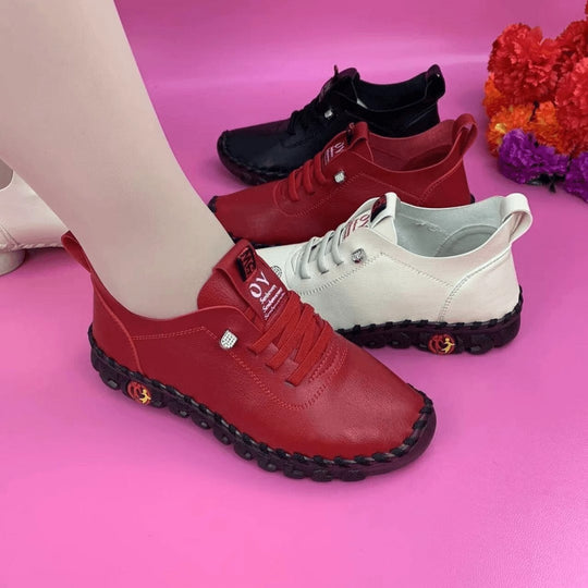 Damen Bequeme und stilvolle Schnürschuhe aus hochwertigem Leder EB