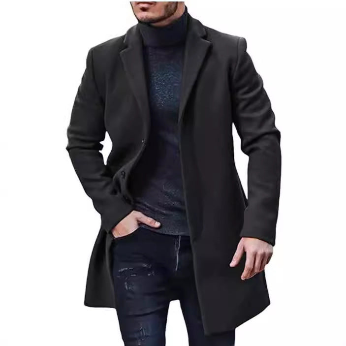 Herren eleganter Wollmantel mit zeitloser Silhouette und klassischem Revers EB