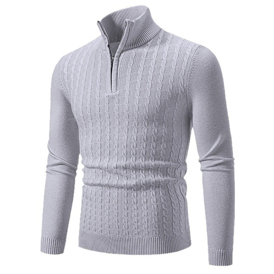 Herren eleganter Strickpullover mit hochabschließendem Reißverschluss EB