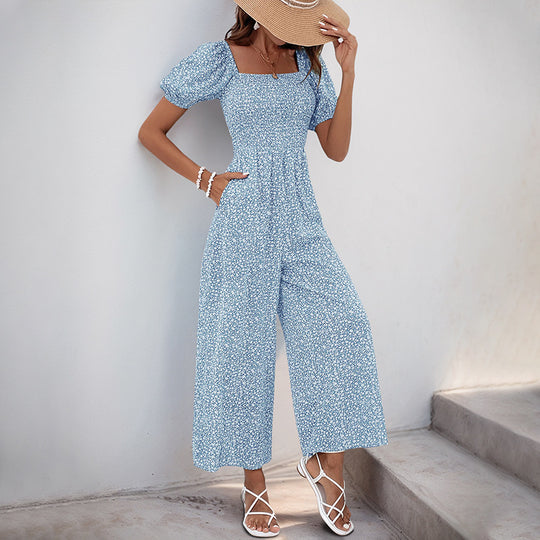 Damen Maxikleid mit Puffärmeln und seitlichem Schlitz EB
