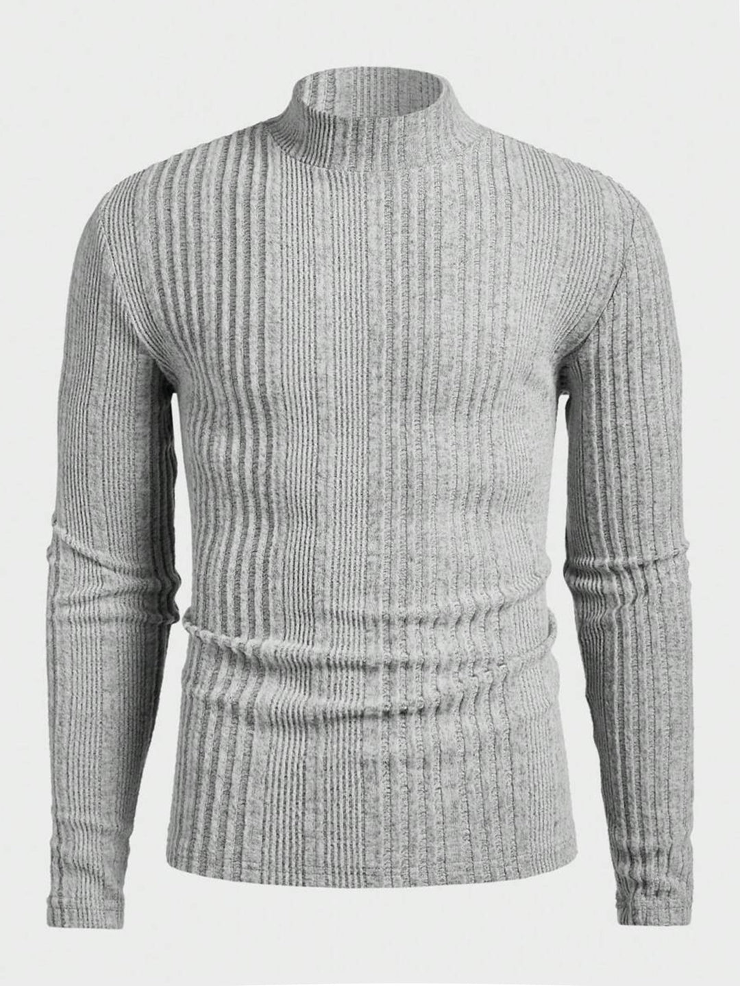 Herren Strickpullover mit hohem Kragen und Rippstruktur EB