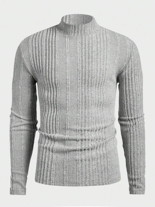 Herren Strickpullover mit hohem Kragen und Rippstruktur EB