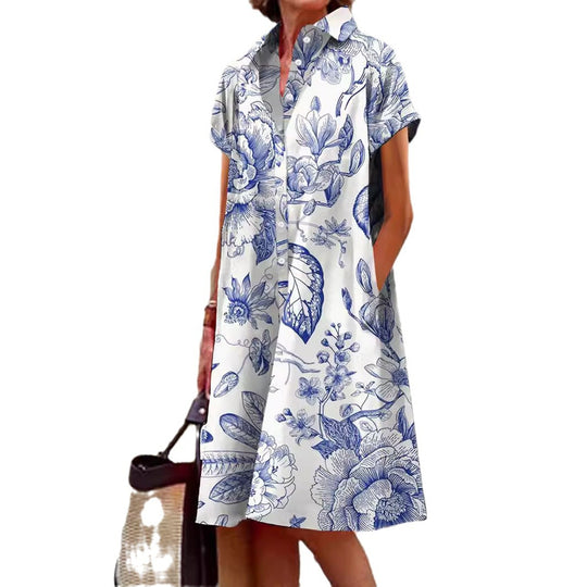 Damen Hemdblusen Kleid EB