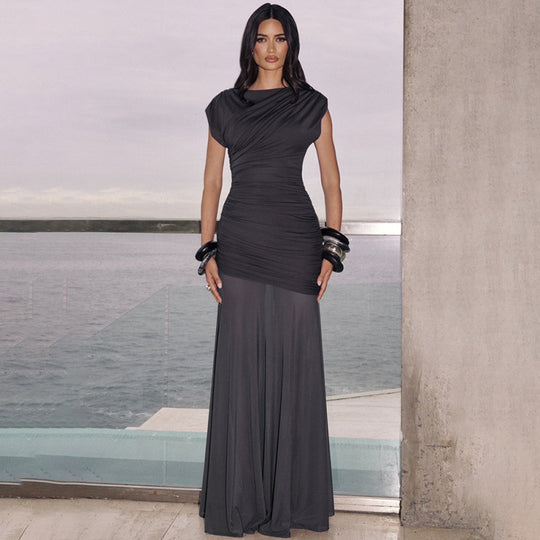 Damen Elegantes Abendkleid mit figurformenden Rüschen EB