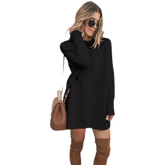 Damen Kuscheliges Oversize-Kleid mit Rollkragen und langen Ärmeln EB