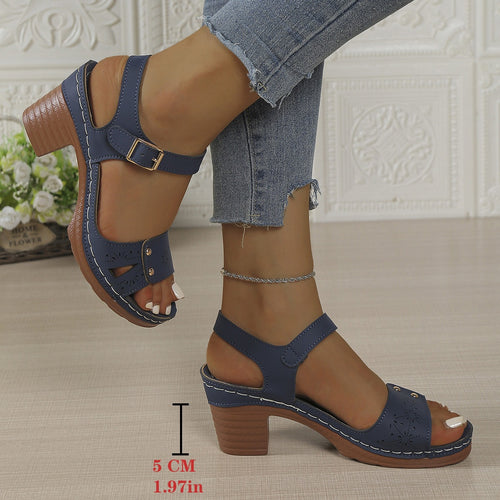 Damen Absatzsandalen mit modischem Riemen und dekorativen Akzenten EB