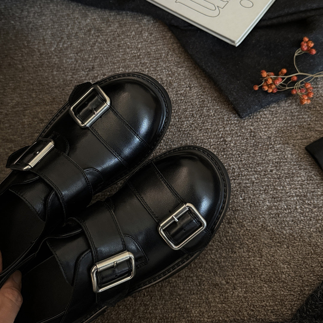 Damen Komfortable Schnürschuhe mit doppeltem Riemen und robustem Profil EB
