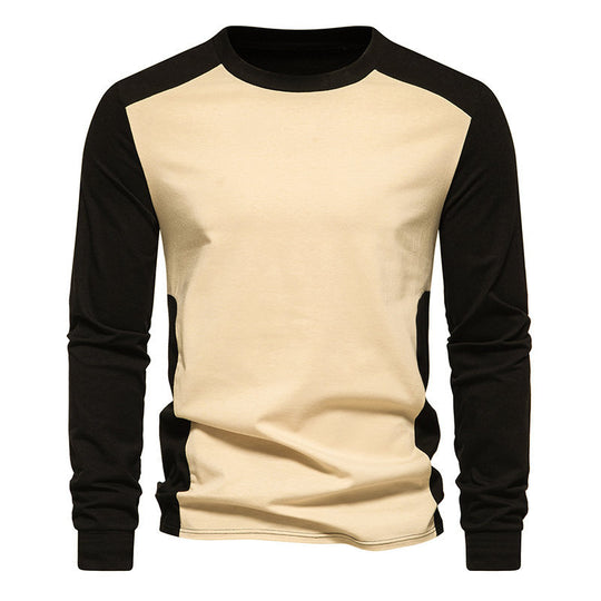 Herren Langarm-T-Shirt mit kontrastierenden Ärmeln und bequemer Passform EB