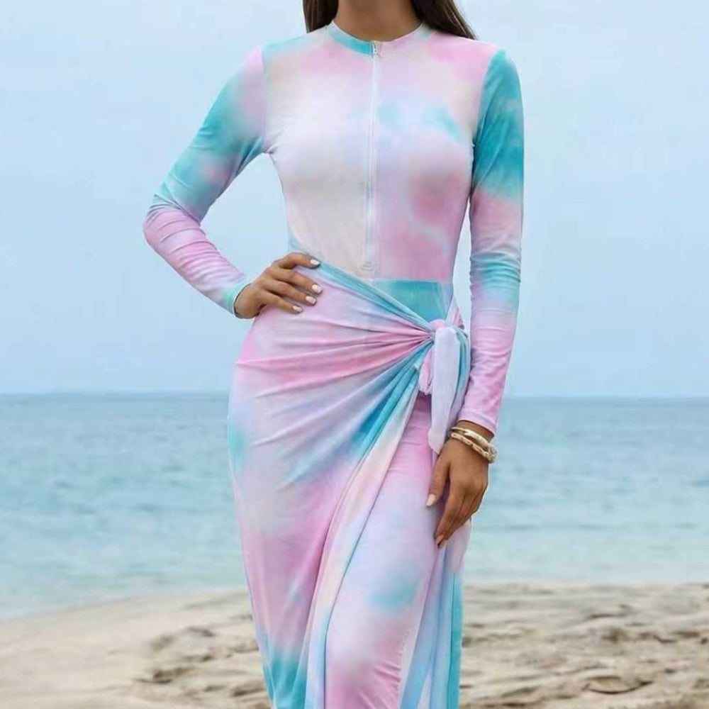 Damen Eleganter Surfanzug mit Reißverschluss und Wickeldetail EB