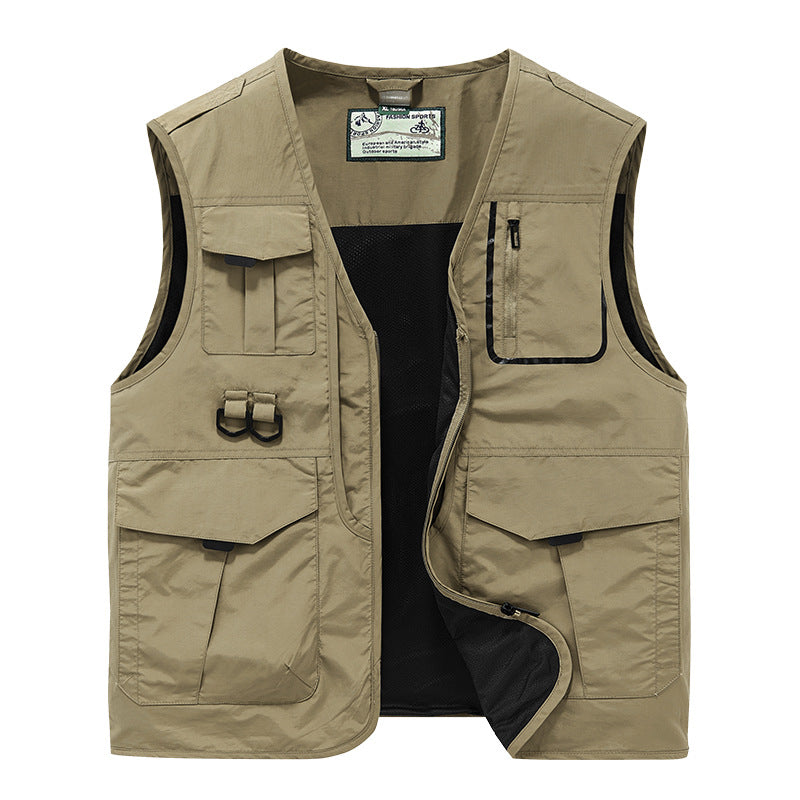 Herren Urbanes Utility-Anglerweste mit Netz-Innenfutter und taktischen Taschen EB