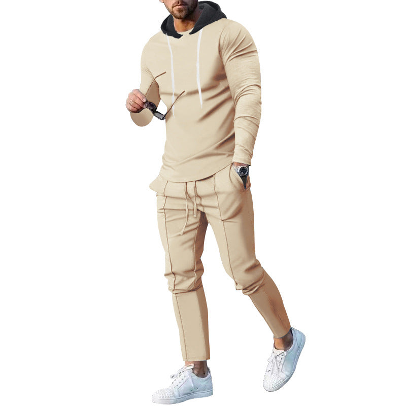 Herren modisches Hoodie mit sportlicher Passform und kontrastierenden Details EB