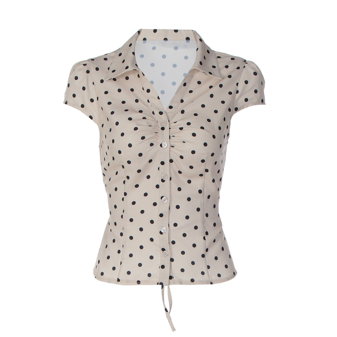 Damen Polka-Dots Bluse mit raffiniertem Knopfdesign EB