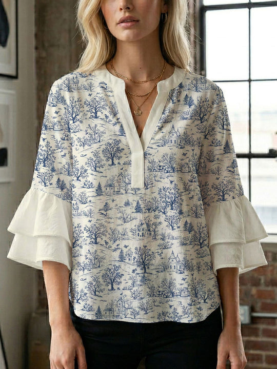 Damen Bluse mit wunderschönen floralem Design EB
