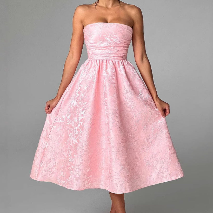 Damen Tailliertes Cocktailkleid mit schimmerndem Stoff und elegantem Bustier EB