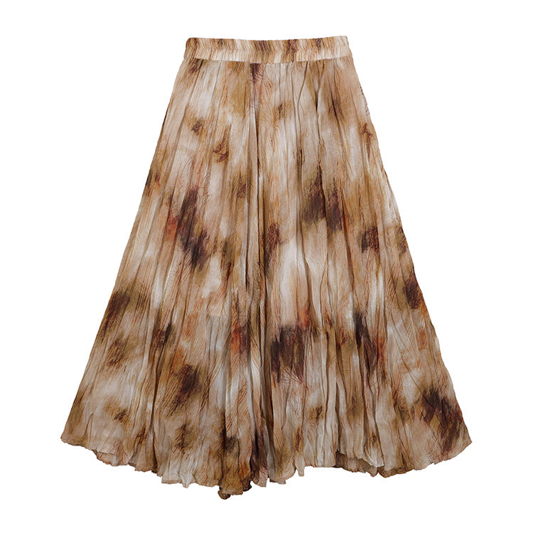 Damen  fein gefalteter Midirock mit Vintage Blumenprint und elastischem Taillenbund EB