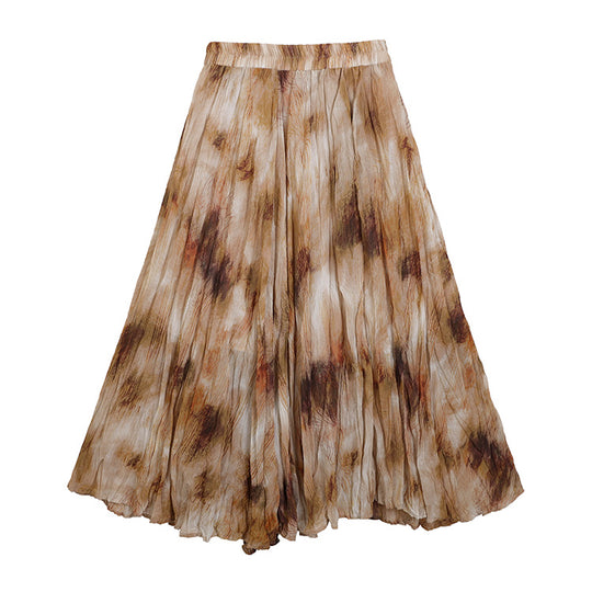 Damen  fein gefalteter Midirock mit Vintage Blumenprint und elastischem Taillenbund EB