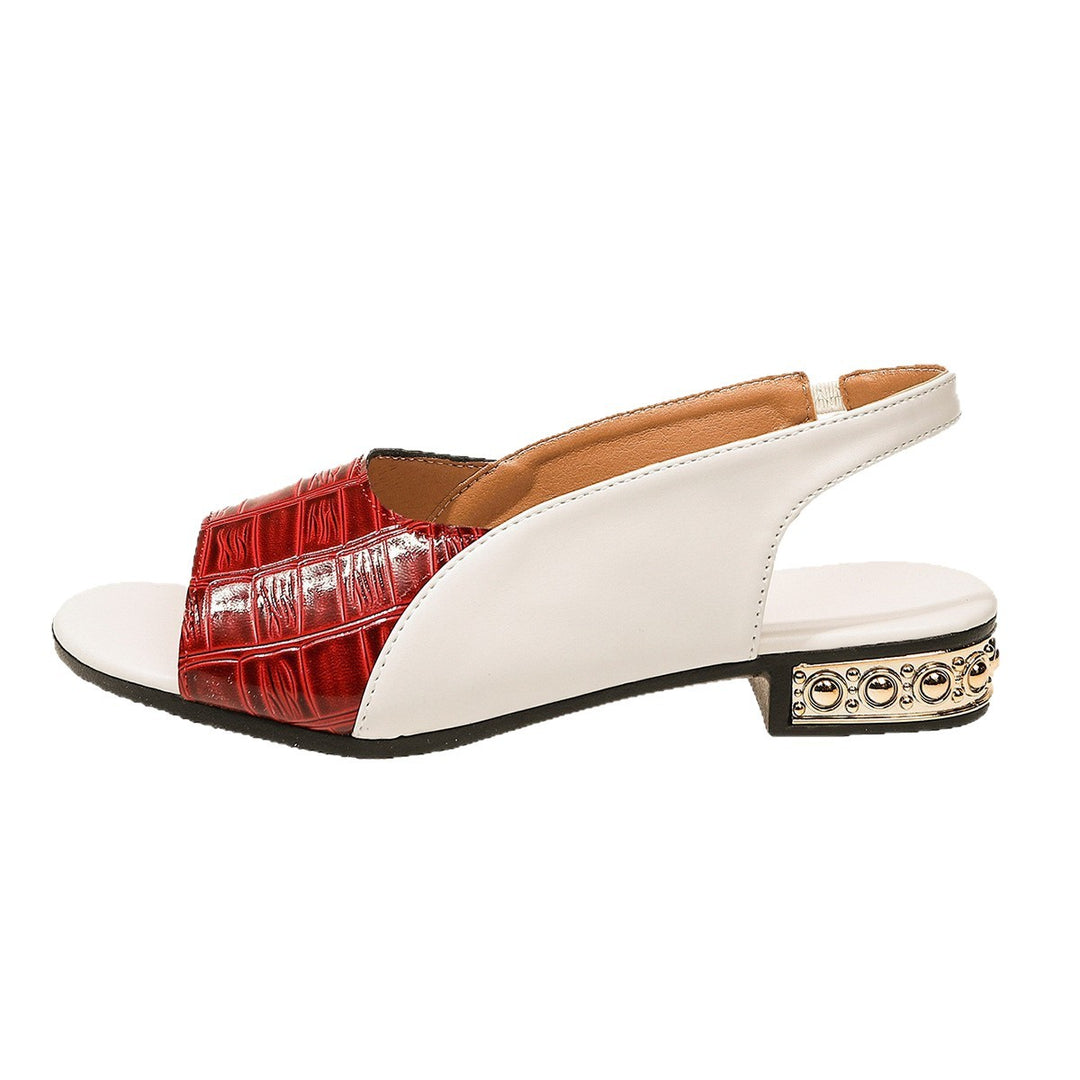 Damen Slingback Sandalen mit modischem Croco-Design und eleganter Absatzdekor EB