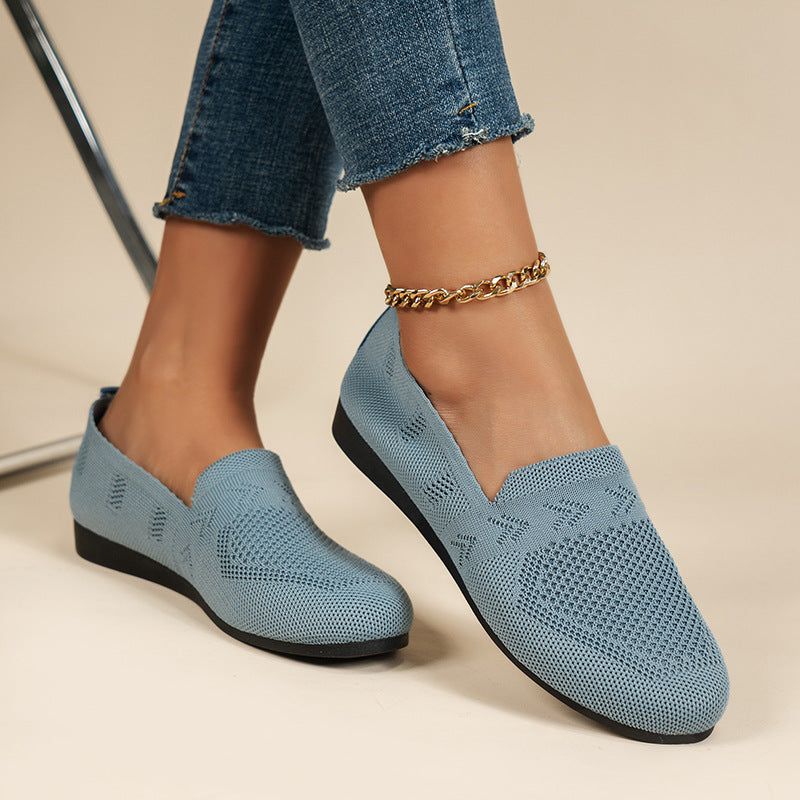 Damen Atmungsaktive Slip-On Sneakers mit flexiblem Strickdesign EB