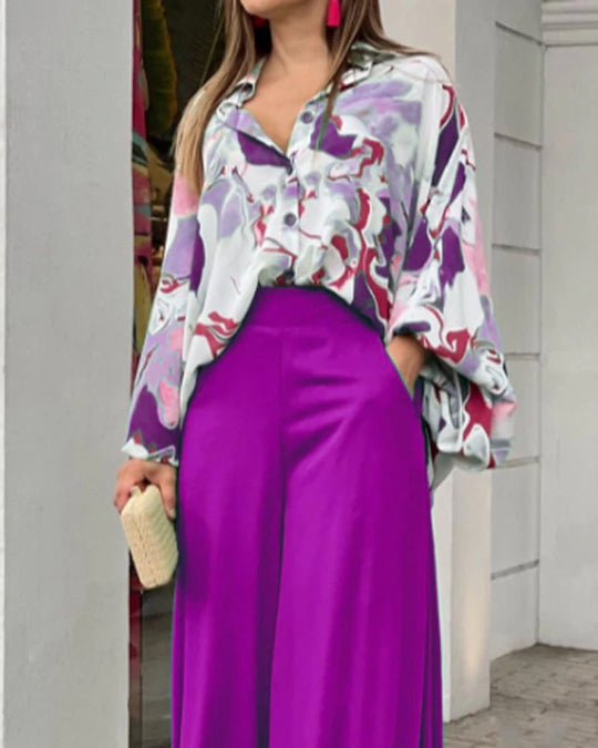 Damen Weit geschnittene Culotte-Hose mit hohem Bund und fließendem Stoff EB